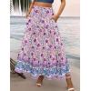 Zeagoo Womens Casual Maxi Skirts for Women 2026 High Waist Boho Skirts Floral Printed Long Flowy Skirt with Pockets(Purple-floral)