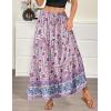 Zeagoo Womens Casual Maxi Skirts for Women 2026 High Waist Boho Skirts Floral Printed Long Flowy Skirt with Pockets(Purple-floral)