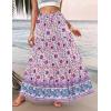 Zeagoo Womens Casual Maxi Skirts for Women 2026 High Waist Boho Skirts Floral Printed Long Flowy Skirt with Pockets(Purple-floral)