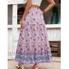 Zeagoo Womens Casual Maxi Skirts for Women 2026 High Waist Boho Skirts Floral Printed Long Flowy Skirt with Pockets(Purple-floral)