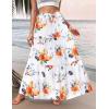 Zeagoo Womens Casual Maxi Skirts for Women 2026 High Waist Boho Skirts Floral Printed Long Flowy Skirt with Pockets(Red Floral)