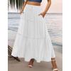 Zeagoo Womens Casual Maxi Skirts for Women 2026 High Waist Boho Skirts Floral Printed Long Flowy Skirt with Pockets(White)
