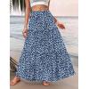 Zeagoo Womens Casual Maxi Skirts for Women 2026 High Waist Boho Skirts Floral Printed Long Flowy Skirt with Pockets(White Floral-01)