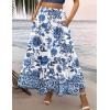 Zeagoo Womens Casual Maxi Skirts for Women 2026 High Waist Boho Skirts Floral Printed Long Flowy Skirt with Pockets(White Floral-03)