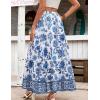 Zeagoo Womens Casual Maxi Skirts for Women 2026 High Waist Boho Skirts Floral Printed Long Flowy Skirt with Pockets(White Floral-03)
