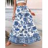 Zeagoo Womens Casual Maxi Skirts for Women 2026 High Waist Boho Skirts Floral Printed Long Flowy Skirt with Pockets(White Floral-03)