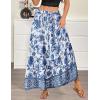 Zeagoo Womens Casual Maxi Skirts for Women 2026 High Waist Boho Skirts Floral Printed Long Flowy Skirt with Pockets(White Floral-03)