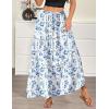Zeagoo Womens Casual Maxi Skirts for Women 2026 High Waist Boho Skirts Floral Printed Long Flowy Skirt with Pockets(White-floral Printed)