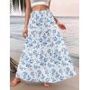 Zeagoo Womens Casual Maxi Skirts for Women 2026 High Waist Boho Skirts Floral Printed Long Flowy Skirt with Pockets(White-floral Printed)