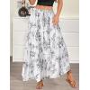 Zeagoo Womens Casual Maxi Skirts for Women 2026 High Waist Boho Skirts Floral Printed Long Flowy Skirt with Pockets(White-printed-01)