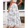 Zeagoo Womens Casual Maxi Skirts for Women 2026 High Waist Boho Skirts Floral Printed Long Flowy Skirt with Pockets(White-printed-01)