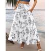 Zeagoo Womens Casual Maxi Skirts for Women 2026 High Waist Boho Skirts Floral Printed Long Flowy Skirt with Pockets(White-printed-01)