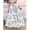 Zeagoo Womens Casual Maxi Skirts for Women 2026 High Waist Boho Skirts Floral Printed Long Flowy Skirt with Pockets(White-printed-01)