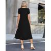 Zeagoo Womens Casual Summer Dress 2026 Petal Short Sleeve Dresses with Pleats Midi A Line Flowy Dress Boho Sundress(A-black)
