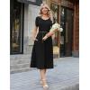 Zeagoo Womens Casual Summer Dress 2026 Petal Short Sleeve Dresses with Pleats Midi A Line Flowy Dress Boho Sundress(A-black)