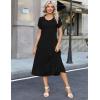 Zeagoo Womens Casual Summer Dress 2026 Petal Short Sleeve Dresses with Pleats Midi A Line Flowy Dress Boho Sundress(A-black)