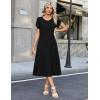 Zeagoo Womens Casual Summer Dress 2026 Petal Short Sleeve Dresses with Pleats Midi A Line Flowy Dress Boho Sundress(A-black)