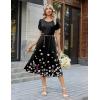 Zeagoo Womens Casual Summer Dress 2026 Petal Short Sleeve Dresses with Pleats Midi A Line Flowy Dress Boho Sundress(Black Floral)