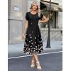 Zeagoo Womens Casual Summer Dress 2026 Petal Short Sleeve Dresses with Pleats Midi A Line Flowy Dress Boho Sundress(Black Floral)