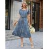 Zeagoo Womens Casual Summer Dress 2026 Petal Short Sleeve Dresses with Pleats Midi A Line Flowy Dress Boho Sundress(Blue Floral 03)