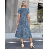 Zeagoo Womens Casual Summer Dress 2026 Petal Short Sleeve Dresses with Pleats Midi A Line Flowy Dress Boho Sundress(Blue Floral 03)