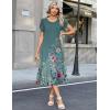 Zeagoo Womens Casual Summer Dress 2026 Petal Short Sleeve Dresses with Pleats Midi A Line Flowy Dress Boho Sundress(Blue Green Floral)