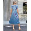 Zeagoo Womens Casual Summer Dress 2026 Petal Short Sleeve Dresses with Pleats Midi A Line Flowy Dress Boho Sundress(Blue Printed 01)