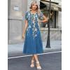 Zeagoo Womens Casual Summer Dress 2026 Petal Short Sleeve Dresses with Pleats Midi A Line Flowy Dress Boho Sundress(Blue Printed 02)