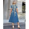 Zeagoo Womens Casual Summer Dress 2026 Petal Short Sleeve Dresses with Pleats Midi A Line Flowy Dress Boho Sundress(Blue Printed 02)