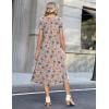 Zeagoo Womens Casual Summer Dress 2026 Petal Short Sleeve Dresses with Pleats Midi A Line Flowy Dress Boho Sundress(Brown Floral)