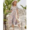 Zeagoo Womens Casual Summer Dress 2026 Petal Short Sleeve Dresses with Pleats Midi A Line Flowy Dress Boho Sundress(Brown Floral)