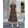 Zeagoo Womens Casual Summer Dress 2026 Petal Short Sleeve Dresses with Pleats Midi A Line Flowy Dress Boho Sundress(Chic Printed)