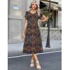 Zeagoo Womens Casual Summer Dress 2026 Petal Short Sleeve Dresses with Pleats Midi A Line Flowy Dress Boho Sundress(Chic Printed)