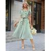 Zeagoo Womens Casual Summer Dress 2026 Petal Short Sleeve Dresses with Pleats Midi A Line Flowy Dress Boho Sundress(Mint Floral)