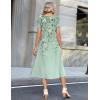 Zeagoo Womens Casual Summer Dress 2026 Petal Short Sleeve Dresses with Pleats Midi A Line Flowy Dress Boho Sundress(Mint Floral)