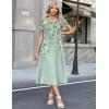 Zeagoo Womens Casual Summer Dress 2026 Petal Short Sleeve Dresses with Pleats Midi A Line Flowy Dress Boho Sundress(Mint Floral)