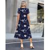 Zeagoo Womens Casual Summer Dress 2026 Petal Short Sleeve Dresses with Pleats Midi A Line Flowy Dress Boho Sundress(Navy Floral 02)