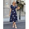 Zeagoo Womens Casual Summer Dress 2026 Petal Short Sleeve Dresses with Pleats Midi A Line Flowy Dress Boho Sundress(Navy Floral 02)