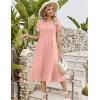 Zeagoo Womens Casual Summer Dress 2026 Petal Short Sleeve Dresses with Pleats Midi A Line Flowy Dress Boho Sundress(Pink Dot)