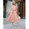 Zeagoo Womens Casual Summer Dress 2026 Petal Short Sleeve Dresses with Pleats Midi A Line Flowy Dress Boho Sundress(Pink Dot)