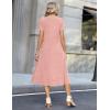 Zeagoo Womens Casual Summer Dress 2026 Petal Short Sleeve Dresses with Pleats Midi A Line Flowy Dress Boho Sundress(Pink Dot)