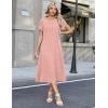 Zeagoo Womens Casual Summer Dress 2026 Petal Short Sleeve Dresses with Pleats Midi A Line Flowy Dress Boho Sundress(Pink Dot)