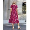 Zeagoo Womens Casual Summer Dress 2026 Petal Short Sleeve Dresses with Pleats Midi A Line Flowy Dress Boho Sundress(Purple Red Floral)