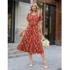 Zeagoo Womens Casual Summer Dress 2026 Petal Short Sleeve Dresses with Pleats Midi A Line Flowy Dress Boho Sundress(Red Floral)