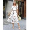 Zeagoo Womens Casual Summer Dress 2026 Petal Short Sleeve Dresses with Pleats Midi A Line Flowy Dress Boho Sundress(White Floral)