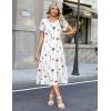 Zeagoo Womens Casual Summer Dress 2026 Petal Short Sleeve Dresses with Pleats Midi A Line Flowy Dress Boho Sundress(White Floral)