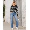 Zeagoo Women’s Crew Neck Cropped Sweater 2025 Fall Long Sleeve Chunky Knit Pullover Sweater Tops(Striped Black)