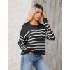 Zeagoo Women’s Crew Neck Cropped Sweater 2025 Fall Long Sleeve Chunky Knit Pullover Sweater Tops(Striped Black)
