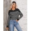Zeagoo Women’s Crew Neck Cropped Sweater 2025 Fall Long Sleeve Chunky Knit Pullover Sweater Tops(Striped Black)