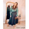Zeagoo Womens Flowy Pleated Skirts A Line Elastic High Waisted Midi Skirt Boho Casual Long Skirts Brown Leaf Print XXL(Black)